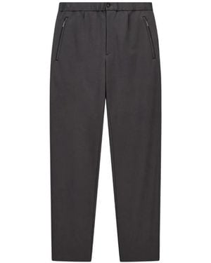 Emporio Armani Elasticated-Waistband Straight-Leg Pants - Gray