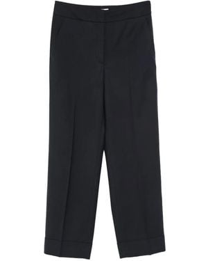 Peserico Pressed-Crease Cuffed-Hem Tailored Pants - Black