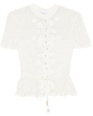 Self-Portrait Crochet-Knit Top - White