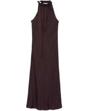 AllSaints Slip Dress Largo Beril Con Lazo En El Cuello - Morado
