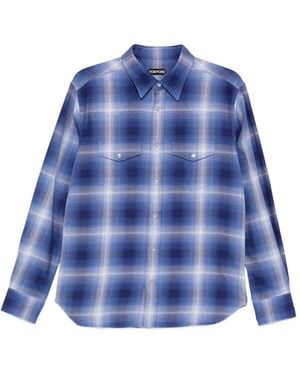 Tom Ford Cotton Checked Shirt - Blue