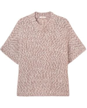 Fedeli Short-Sleeve Speckled Jumper - Pink