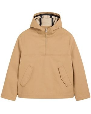 Ami Paris Zip-Up Hooded Cotton Jacket - Natural