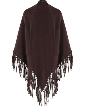 Weekend by Maxmara Fringed Virgin-Wool Cape - Brown