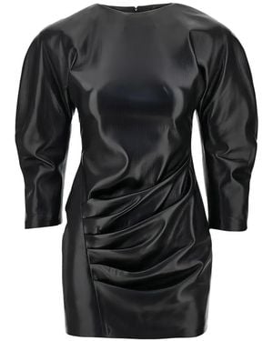 ANDAMANE Ruched Long-Sleeve Mini Dress - Black