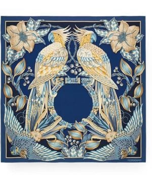 Ferragamo Parrots-Print Scarf - Blue