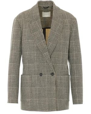 Circolo 1901 Check Motif Double-Breasted Jacket - Gray