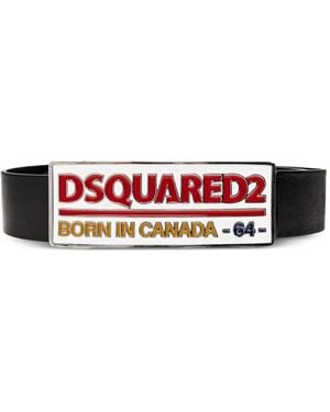 DSquared² Logo-Plaque Leather Belt - White