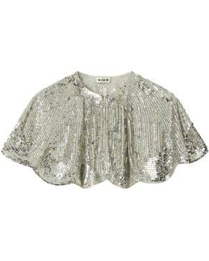 RIXO London Evienne Sequin-Embellished Cropped Cape - Grey