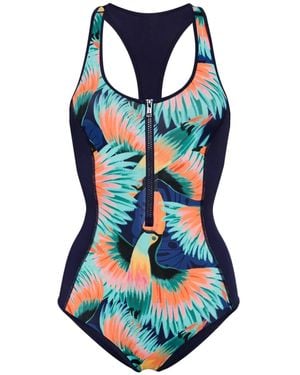 Duskii Maillot De Bain Imprimée À Dos Nageur - Bleu