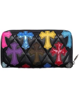 Chrome Hearts Cross Quilted Leather Wallet - Blue