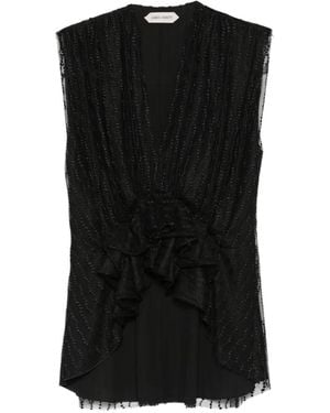 Alberta Ferretti Top Con Dobladillo De Volantes - Negro