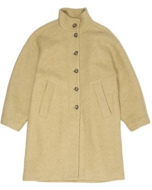 Bimba Y Lola Bouclé Buttoned Coat - Natural
