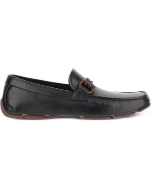 Ferragamo Gancini-Detail Leather Loafers - Black