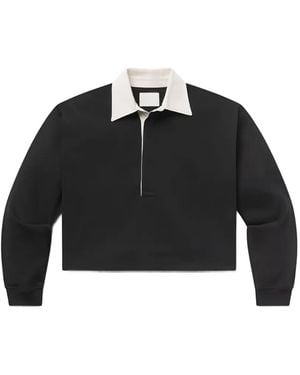 Citizens of Humanity Aris Rugby Contrast-Collar Long-Sleeve Polo Top - Black