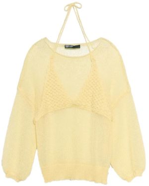 Bimba Y Lola Light Mohair Jumper With Overlay Top - Yellow