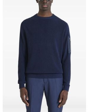 Antony Morato Ribbed Zip-Pocket Jumper - Blue