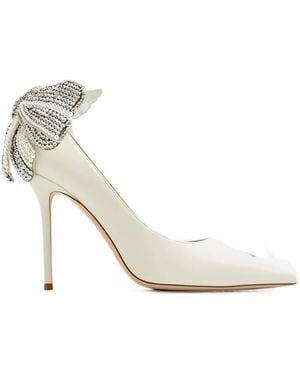 Jimmy Choo Love Bow-Embellished Leather Court Shoes - White