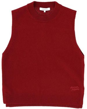 Maison Kitsuné Crew-Neck Knitted Vest - Red