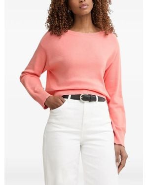 Benetton Ribbed-Trim Crew-Neck Jumper - Red