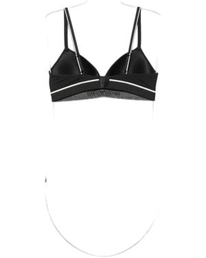 Emporio Armani Logo-Tape Triangle Bra - Black