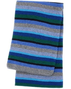 Paul Smith Striped-Pattern Wool Scarf - Blue