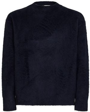 Roberto Collina Brushed-Knit Crew-Neck Sweater - Blue