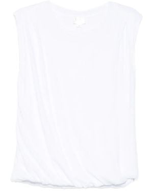 Bobi Sleeveless Bubble-Hem Vest - White