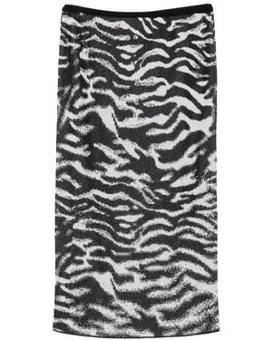The Attico Zebra-Pattern Jacquard-Knit Skirt - Black