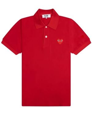 COMME DES GARÇONS PLAY Heart-Emblem Polo Top - Red