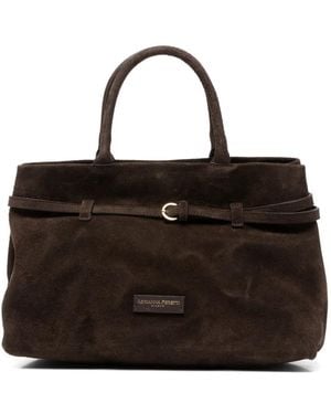 ADRIANNA FERETTI Buckle-Detail Suede Tote Bag - Black