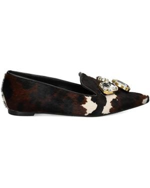 Ras Spitze Loafer Mit Kristallen - Schwarz