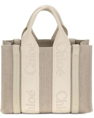 Chloé Borsa Tote Woody Piccola - Neutro