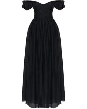 Matteau Schulterfreies Maxikleid Mit Puffärmeln - Schwarz