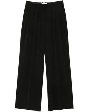 The Row Pantalones Anchos Con Pinzas - Negro