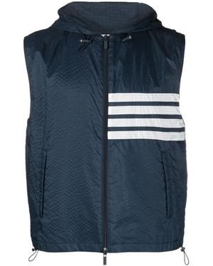 Thom Browne 4-Bar Stripe Ripstop Hooded Gilet - Blue