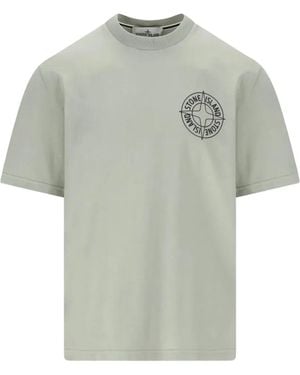 Stone Island Camiseta Con Logo Estampado - Gris