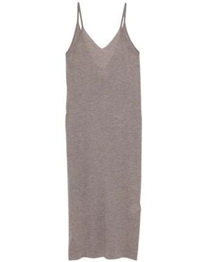 Lisa Yang Vestido Midi Albina Con Cuello En V - Gris