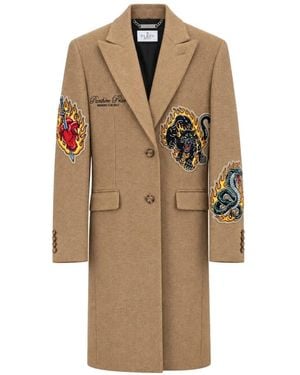 Philipp Plein Manteau Gianni À Patchs - Natural