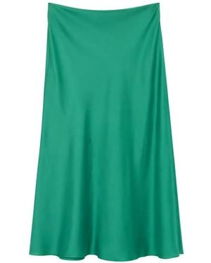 Alberta Ferretti Satin-Finish Flared Midi Skirt - Green