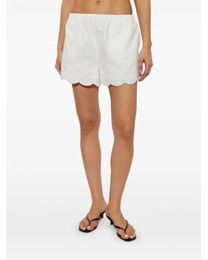 Posse Odette Scalloped-Hem Shorts - White