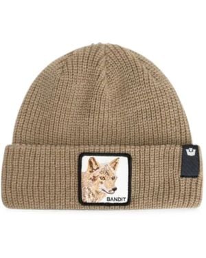 Goorin Bros Wolf-Patch Ribbed-Knit Beanie Hat - Brown