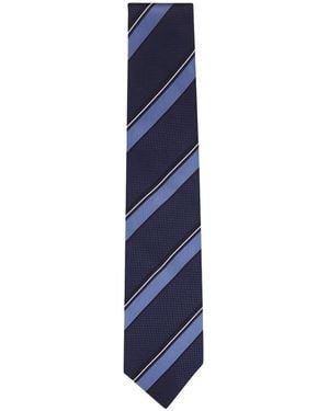 Isaia Diagonal-Stripe Jacquard-Weave Tie - Blue