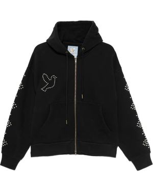 Kidsuper Dove & Eye Stud-Embellished Zip-Up Hoodie - Black