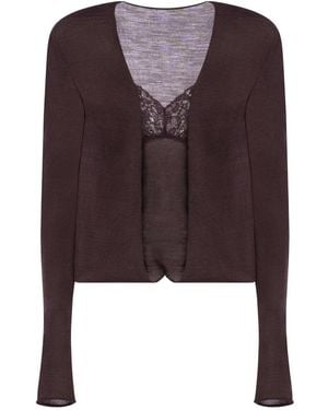 Alberta Ferretti Lace Cardigan - Brown