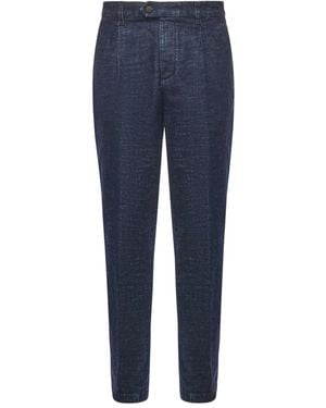 Eleventy Pleat-Detailed Pants - Blue