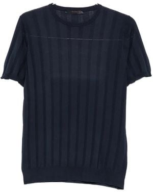 Jeordie's Knitted Short-Sleeve Cotton T-Shirt - Blue