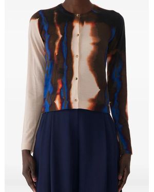 Jason Wu Diffused Ombre Stripe Wool Cardigan - Blue