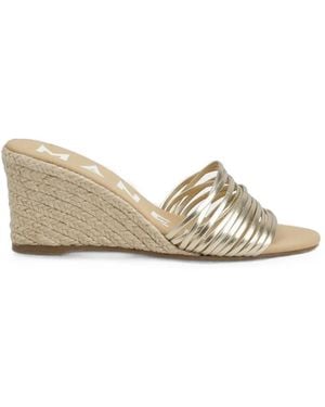 Manebí Metallic-Leather Wedge Espadrilles - Natural