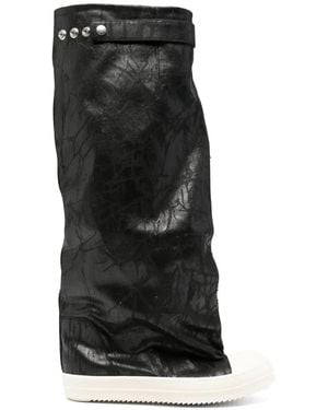 Rick Owens Elephant Coated-Denim Boots - Black